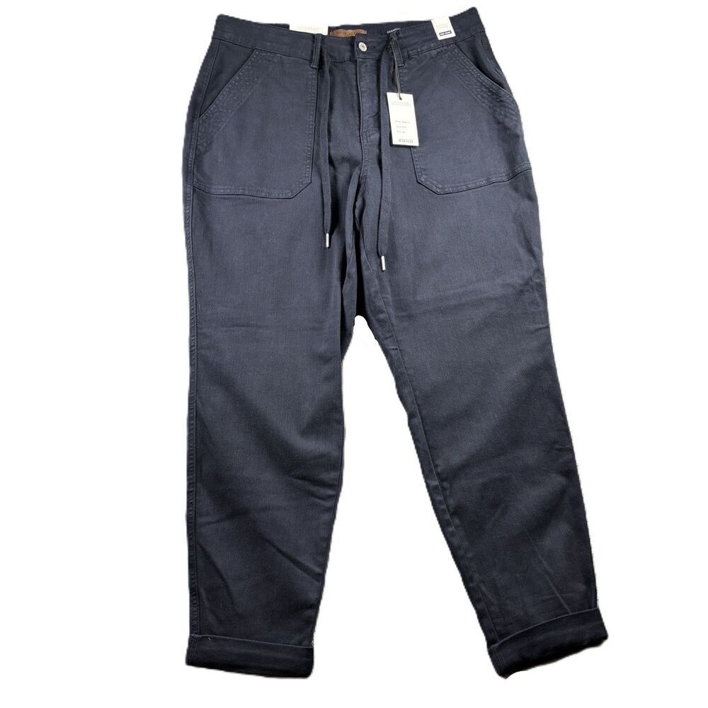 Judy Blue Women NEW Pants High Waist Garment Dyed Cuffed Navy Blue 16W P135